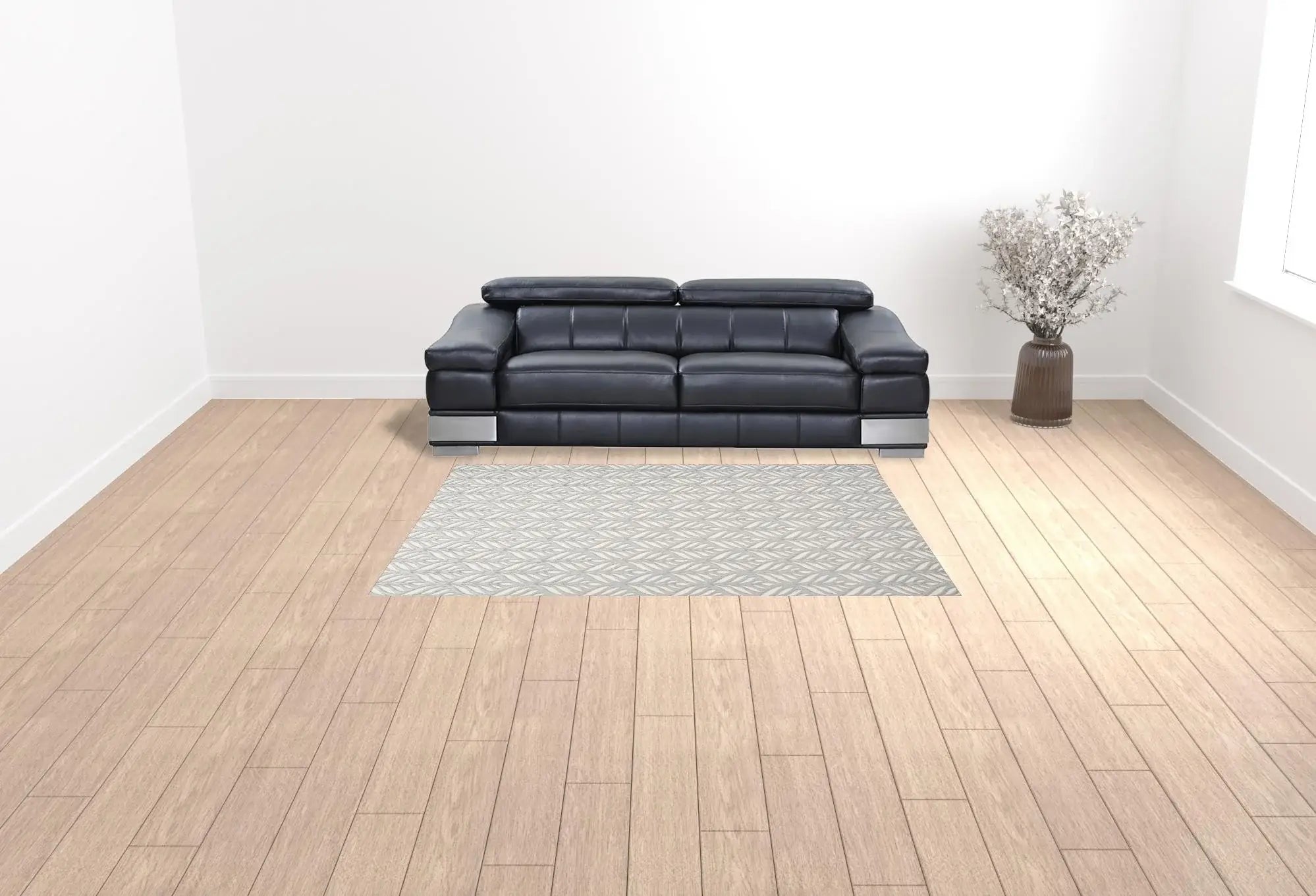 6' X 9' Grey Floral Stain Resistant Non Skid Area Rug - Homeroots - Flyclothing LLC