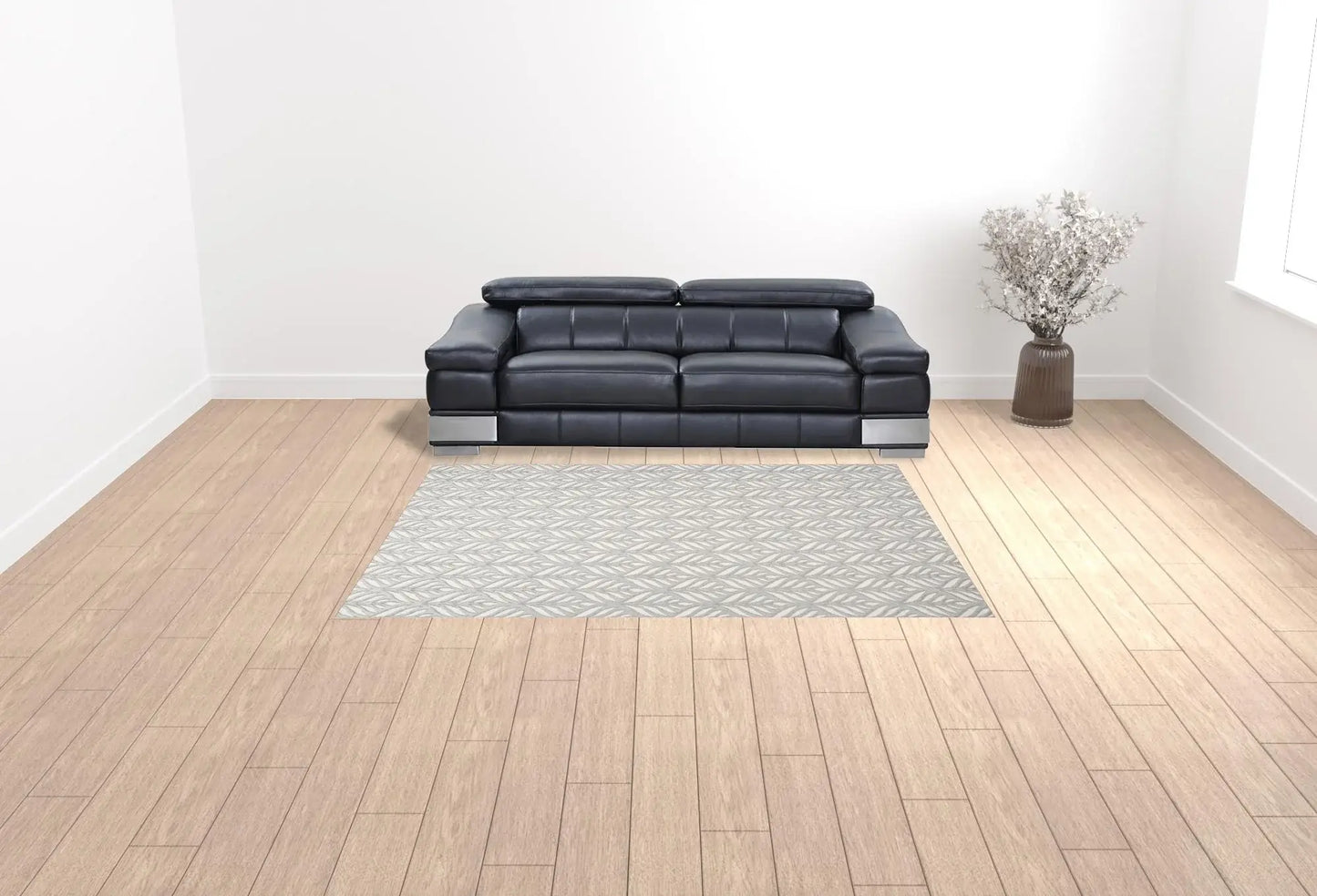 7' X 10' Grey Floral Stain Resistant Non Skid Area Rug - Homeroots - Flyclothing LLC