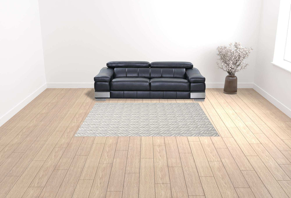 7' X 10' Grey Floral Stain Resistant Non Skid Area Rug - Homeroots - Flyclothing LLC