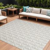 8' X 11' Grey Floral Stain Resistant Non Skid Area Rug - Homeroots - Flyclothing LLC