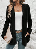 Pocketed Open Front Long Sleeve Cardigan - Trendsi
