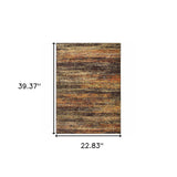 2' X 3' Orange Red Abstract Power Loom Area Rug