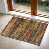 2' X 3' Orange Red Abstract Power Loom Area Rug - Homeroots