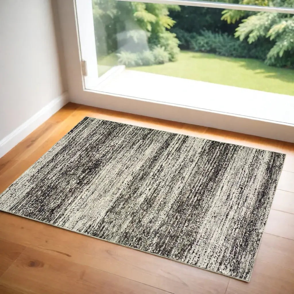 2' X 3' Gray and Ivory Abstract Power Loom Area Rug - Homeroots - Flyclothing LLC
