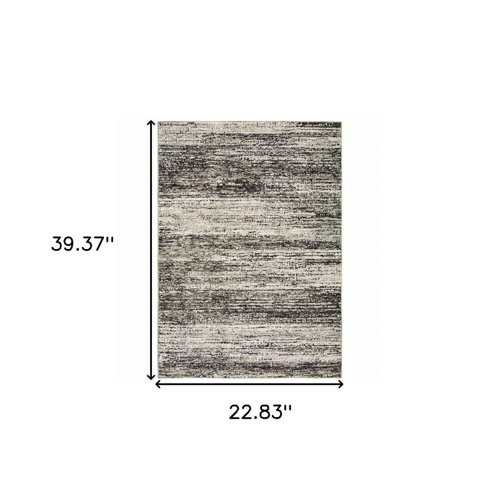 2' X 3' Gray and Ivory Abstract Power Loom Area Rug - Homeroots - Flyclothing LLC