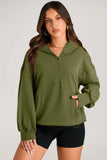 Pocketed Half Zip Long Sleeve Hoodie - Trendsi - Flyclothing LLC