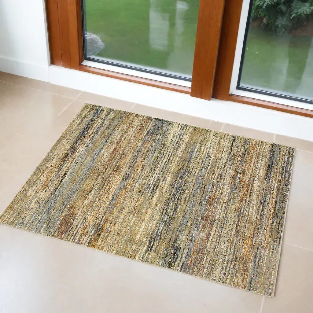 2' X 3' Blue and Ivory Abstract Power Loom Area Rug - Homeroots - Flyclothing LLC