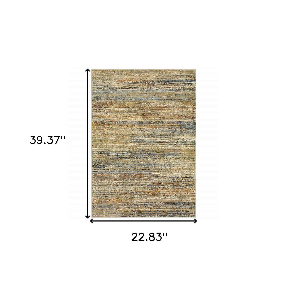 2' X 3' Blue and Ivory Abstract Power Loom Area Rug - Homeroots - Flyclothing LLC