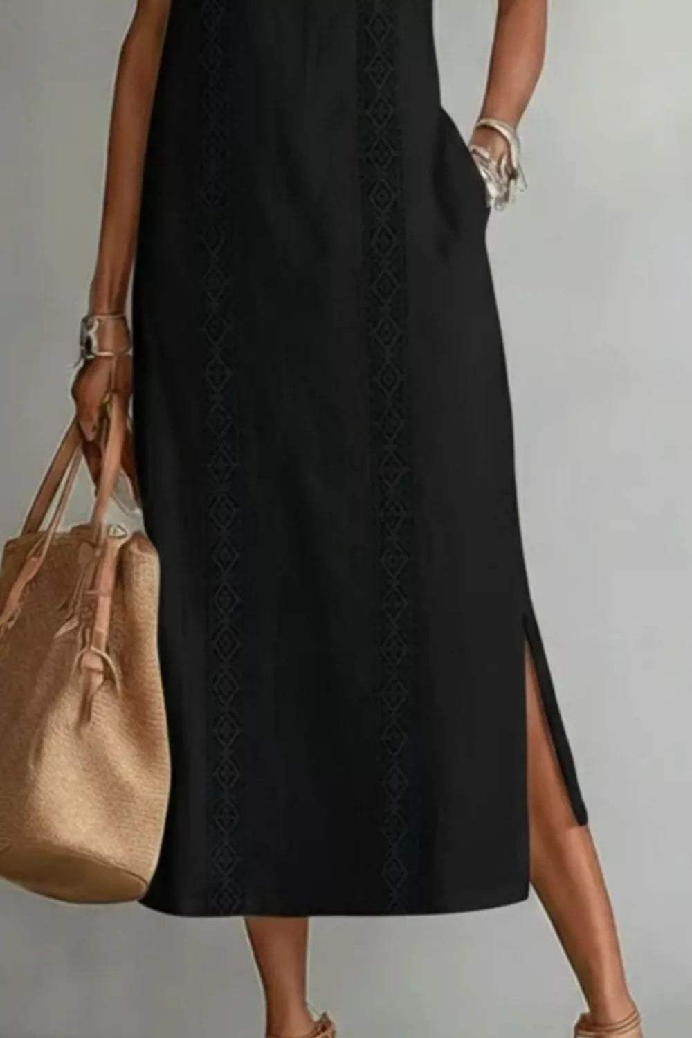 Sleeveless Side Slit Dress with Pockets - Trendsi - Flyclothing LLC