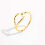 925 Sterling Silver Inlaid Zircon Open Ring - Trendsi - Flyclothing LLC