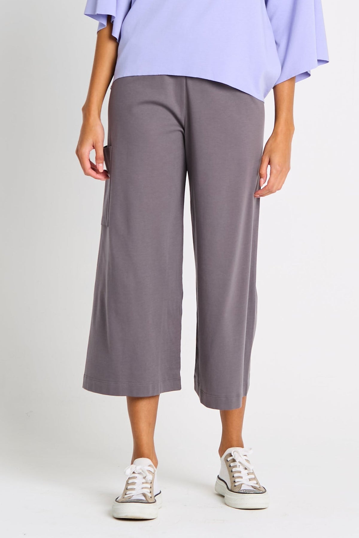 Pima Cotton Cropped Gaucho Pants - Lava - PLANET by Lauren G - Flyclothing LLC