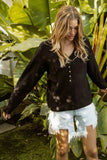 BiBi V Neck Sweater Top With Button Details - Trendsi - Flyclothing LLC