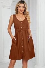 Buttoned Wide Strap Mini Dress - Trendsi - Flyclothing LLC