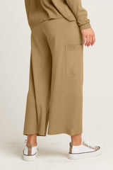 Pima Cotton Cropped Gaucho Pants - Walnut - PLANET by Lauren G - Flyclothing LLC