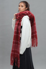Fringe Plaid Thermal Scarf - Trendsi