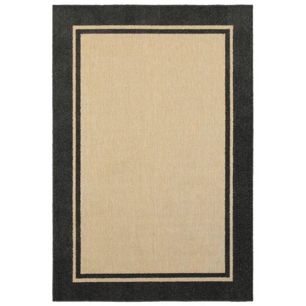 2' X 3' Beige and Black Stain Resistant Indoor Outdoor Area Rug - Homeroots - Flyclothing LLC