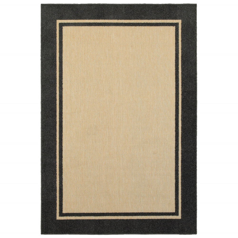2' X 3' Beige and Black Stain Resistant Indoor Outdoor Area Rug