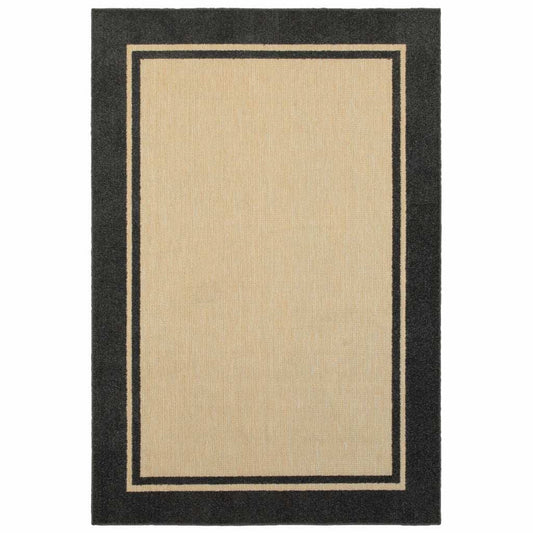 2' X 3' Beige and Black Stain Resistant Indoor Outdoor Area Rug - Homeroots - Flyclothing LLC