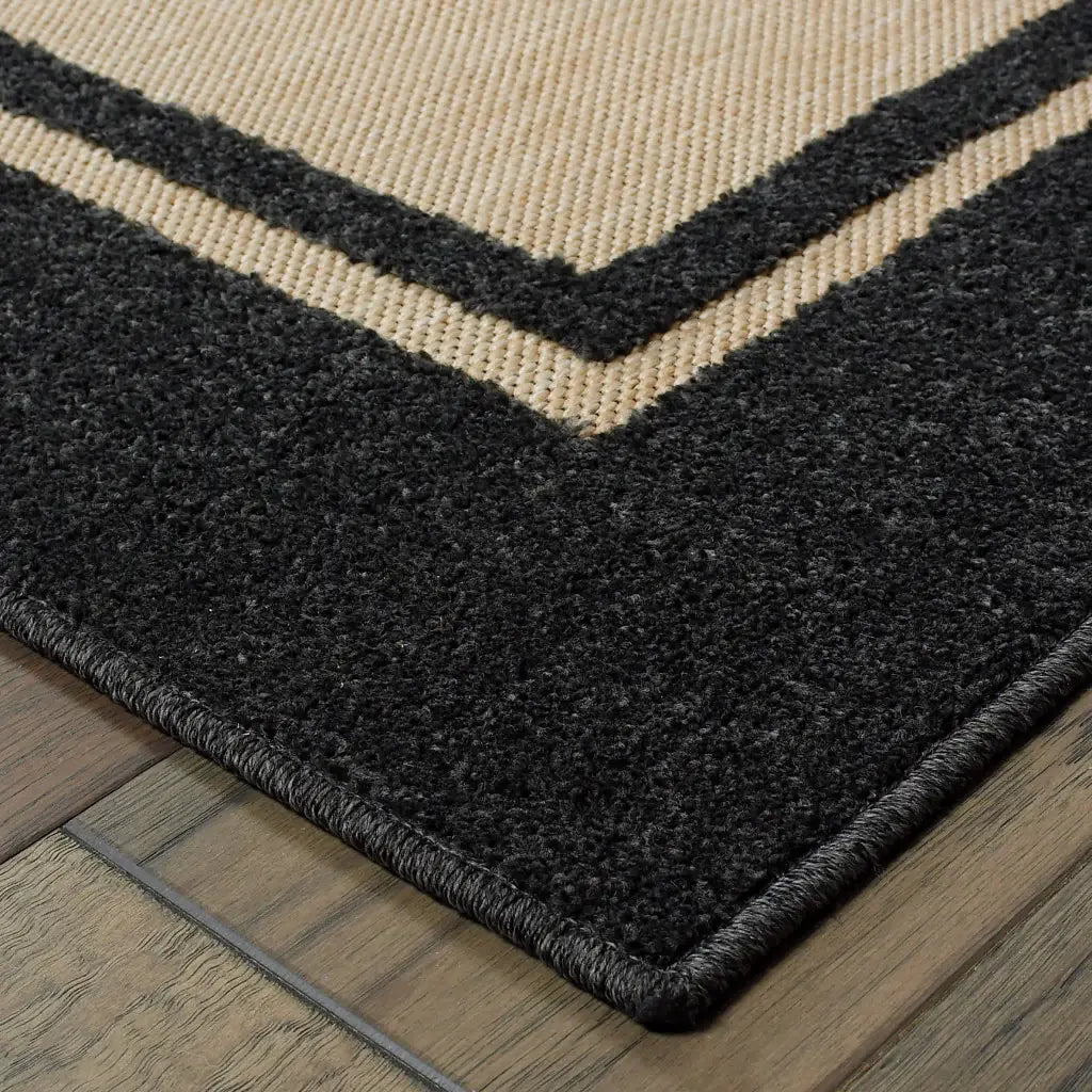 2' X 3' Beige and Black Stain Resistant Indoor Outdoor Area Rug - Homeroots - Flyclothing LLC