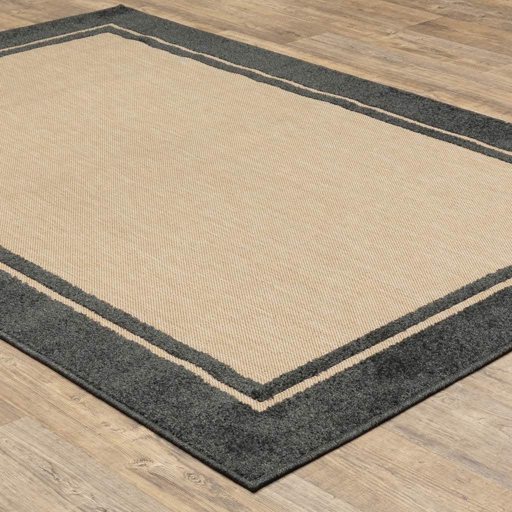 2' X 3' Beige and Black Stain Resistant Indoor Outdoor Area Rug - Homeroots - Flyclothing LLC