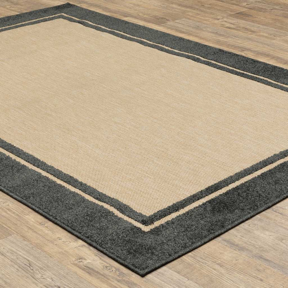 2' X 3' Beige and Black Stain Resistant Indoor Outdoor Area Rug - Homeroots - Flyclothing LLC