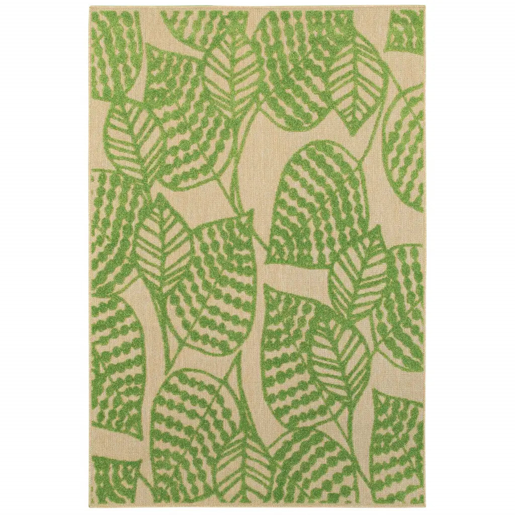 2' X 3' Beige and Black Floral Stain Resistant Indoor Outdoor Area Rug - Homeroots - Flyclothing LLC