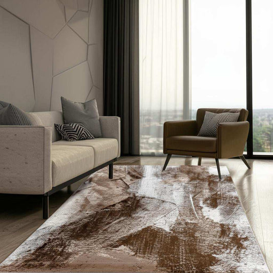 5' X 8' Brown Abstract Area Rug - Homeroots - Flyclothing LLC