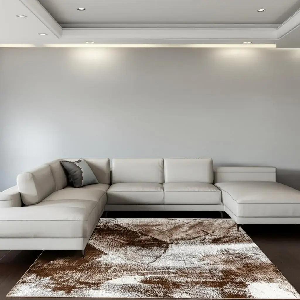 7' X 10' Brown Abstract Area Rug - Homeroots - Flyclothing LLC