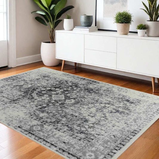 4' X 6' Black Oriental Area Rug - Homeroots - Flyclothing LLC