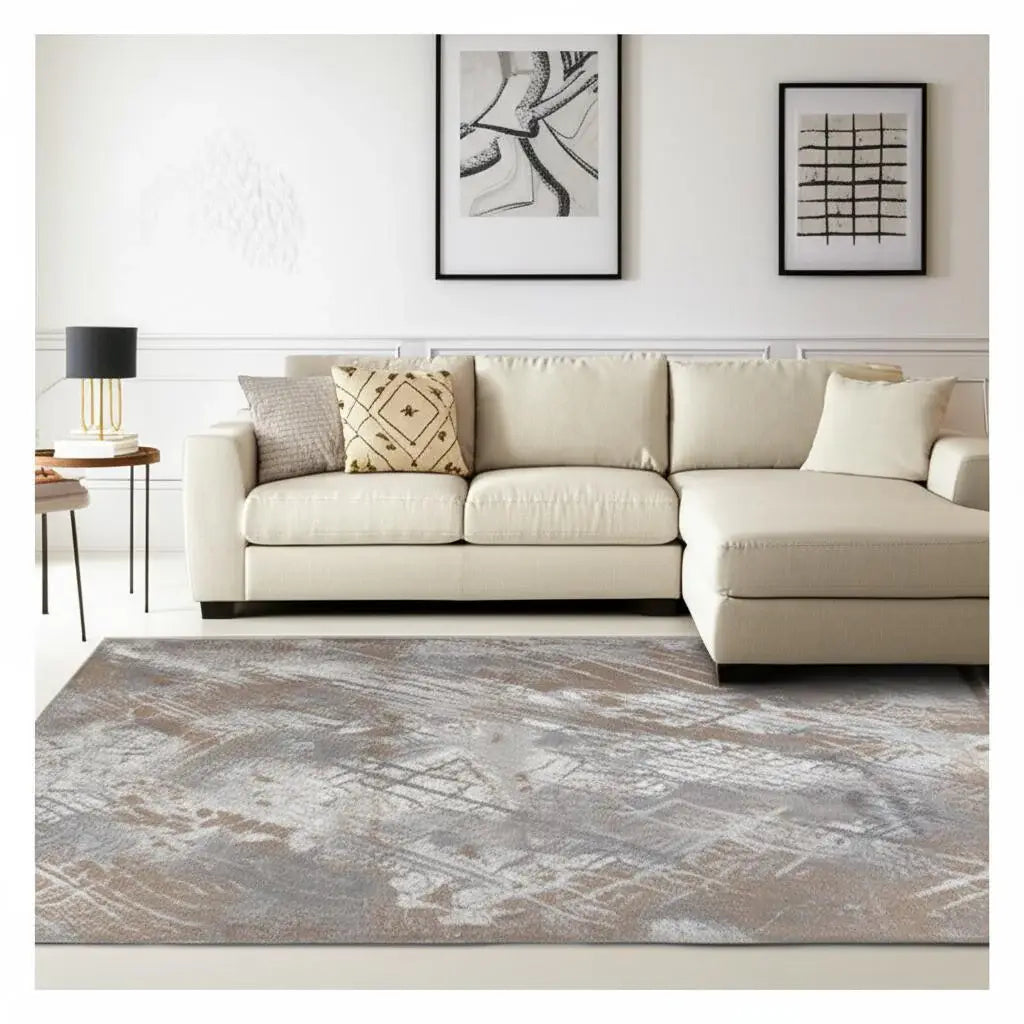 7' X 10' Brown Abstract Area Rug - Homeroots - Flyclothing LLC