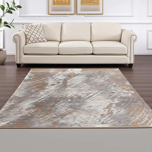 8' X 11' Brown Abstract Area Rug - Homeroots - Flyclothing LLC