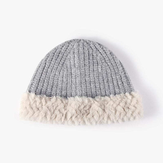 Fuzzy Hem Knit Hat - Trendsi - Flyclothing LLC