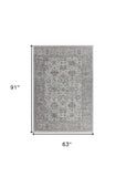 5' X 8' Grey Oriental Area Rug