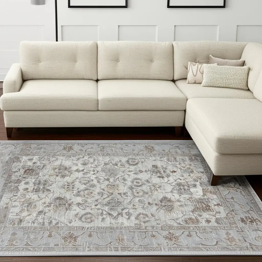 7' X 10' Grey Oriental Area Rug - Homeroots - Flyclothing LLC