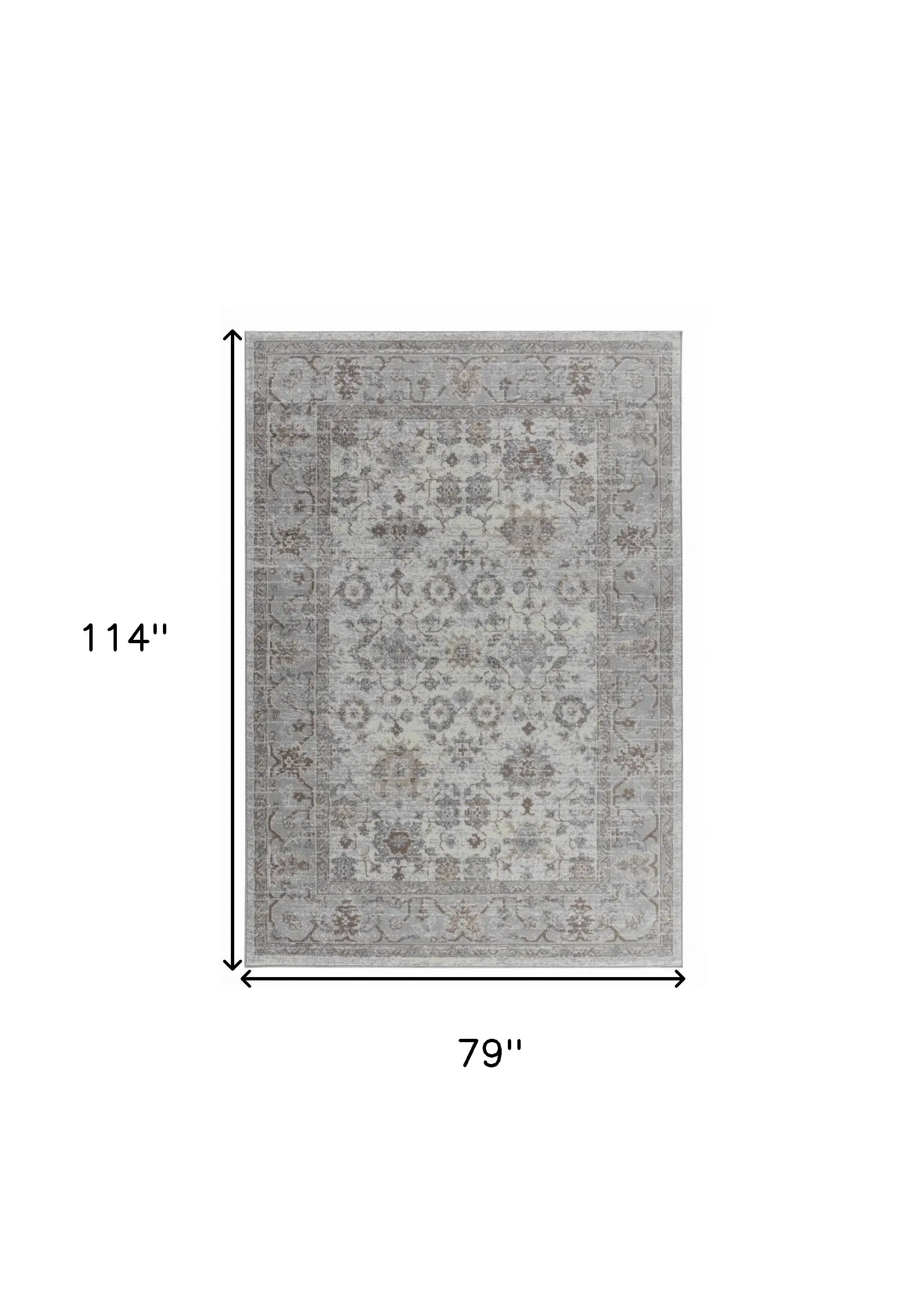 7' X 10' Grey Oriental Area Rug - Homeroots - Flyclothing LLC