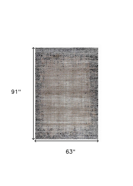 5' X 8' Brown Geometric Area Rug - Homeroots - Flyclothing LLC