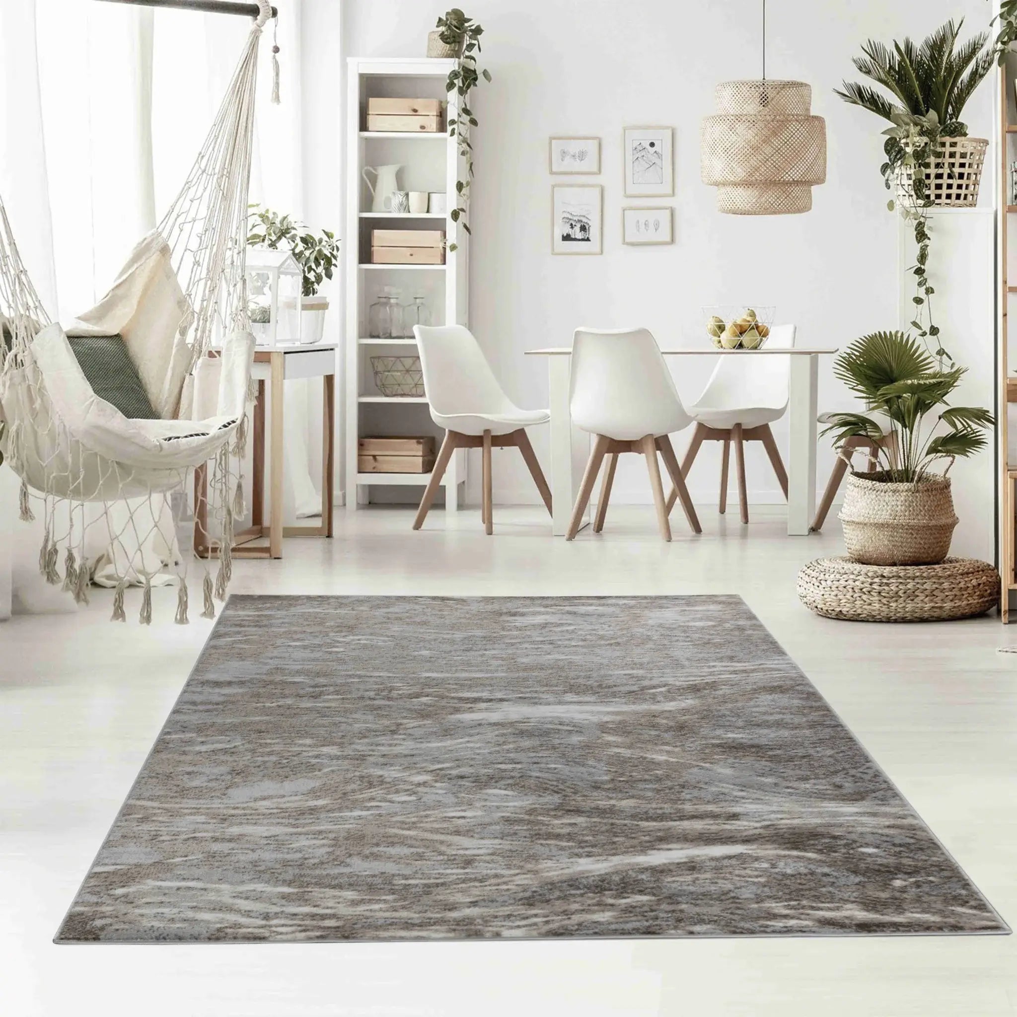 5' X 8' Brown Abstract Area Rug - Homeroots - Flyclothing LLC