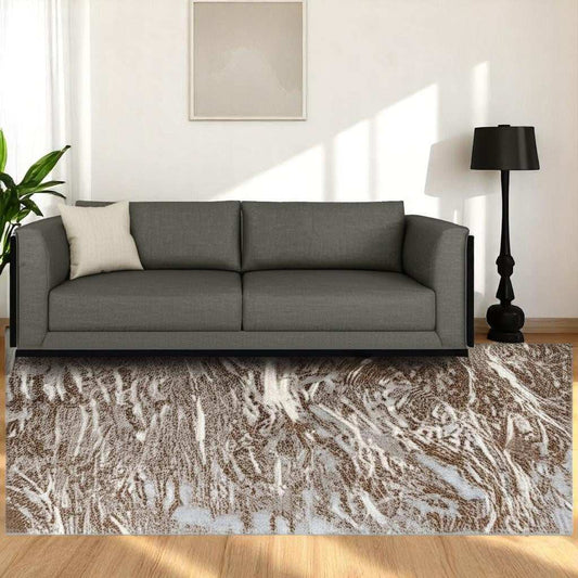 5' X 8' Brown Abstract Area Rug - Homeroots - Flyclothing LLC
