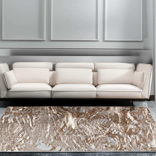 8' X 11' Brown Abstract Area Rug - Homeroots - Flyclothing LLC