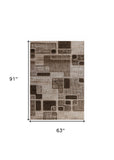 5' X 8' Brown Geometric Area Rug - Homeroots
