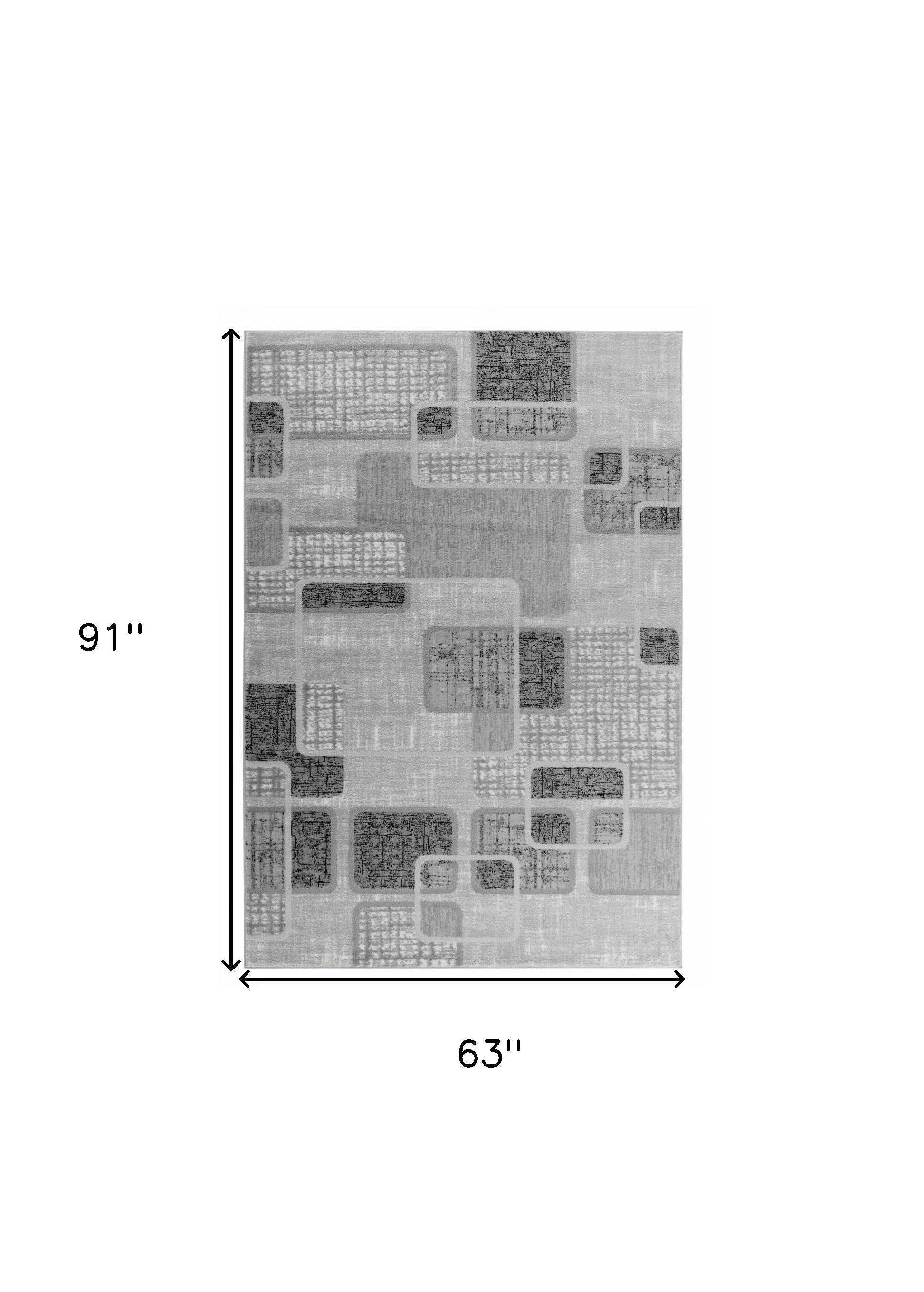5' X 8' Grey Geometric Area Rug - Homeroots - Flyclothing LLC