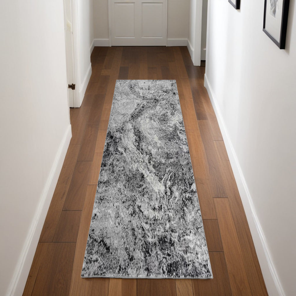 2' X 8' Grey Abstract Area Rug - Homeroots