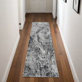 2' X 8' Grey Abstract Area Rug - Homeroots