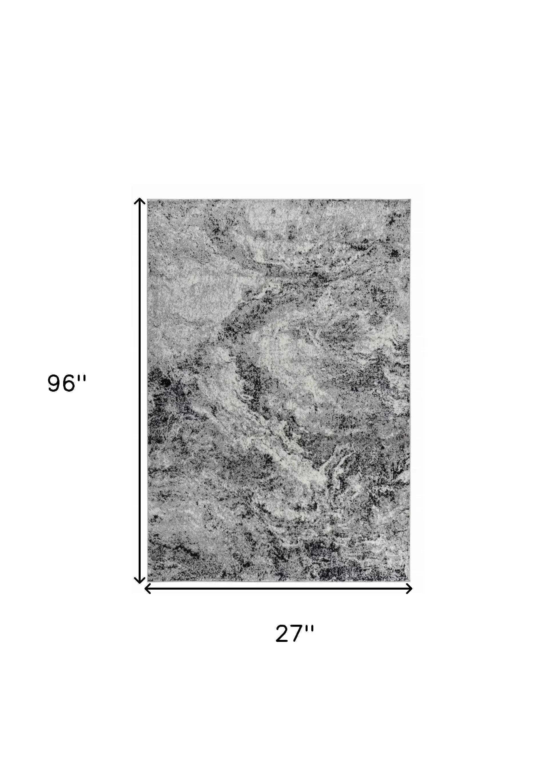 2' X 8' Grey Abstract Area Rug - Homeroots - Flyclothing LLC