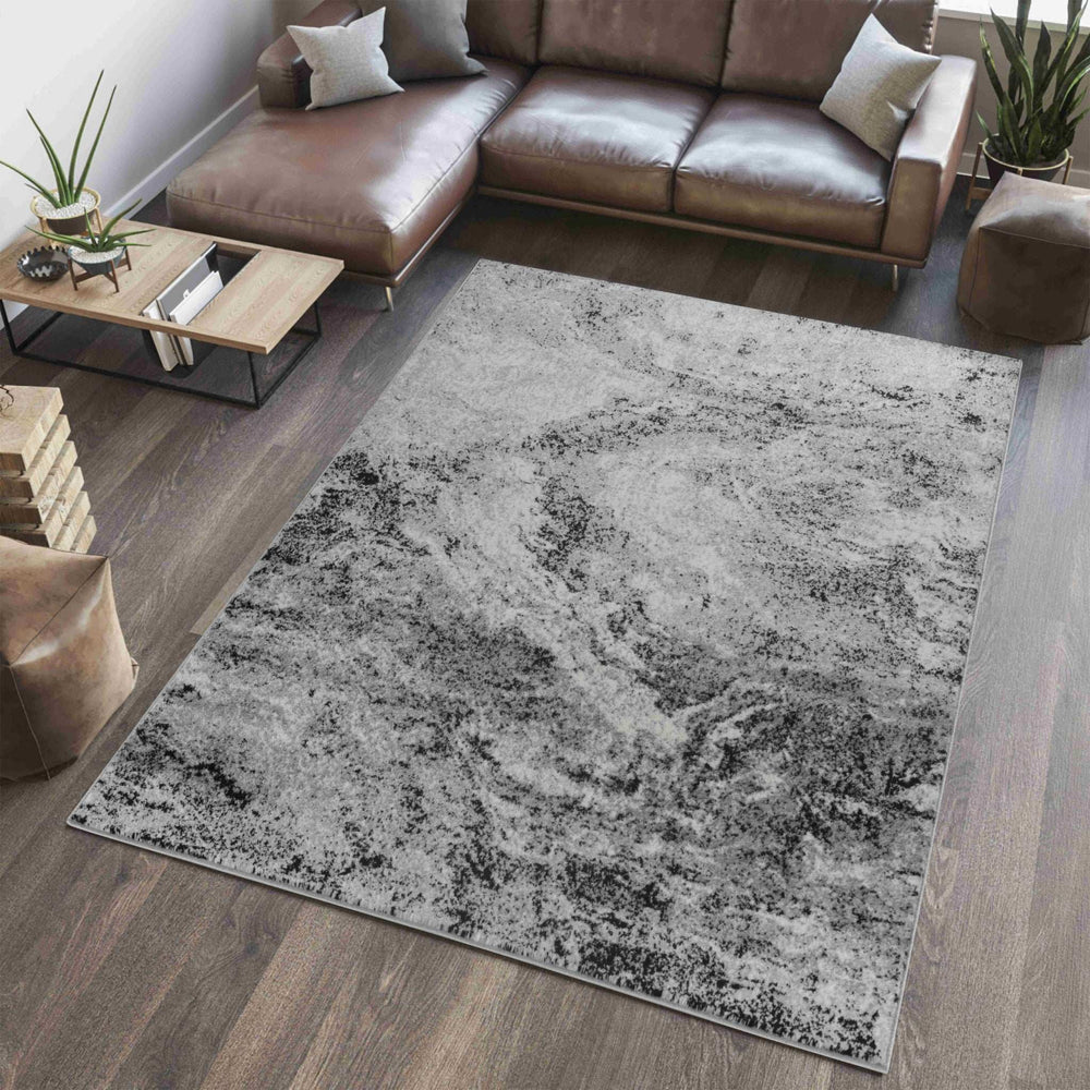 5' X 8' Grey Abstract Area Rug - Homeroots - Flyclothing LLC