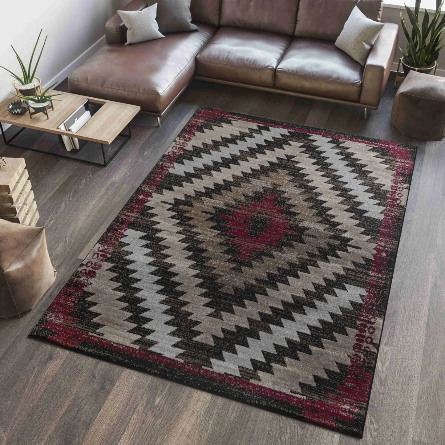 5' X 8' Brown Geometric Area Rug - Homeroots - Flyclothing LLC