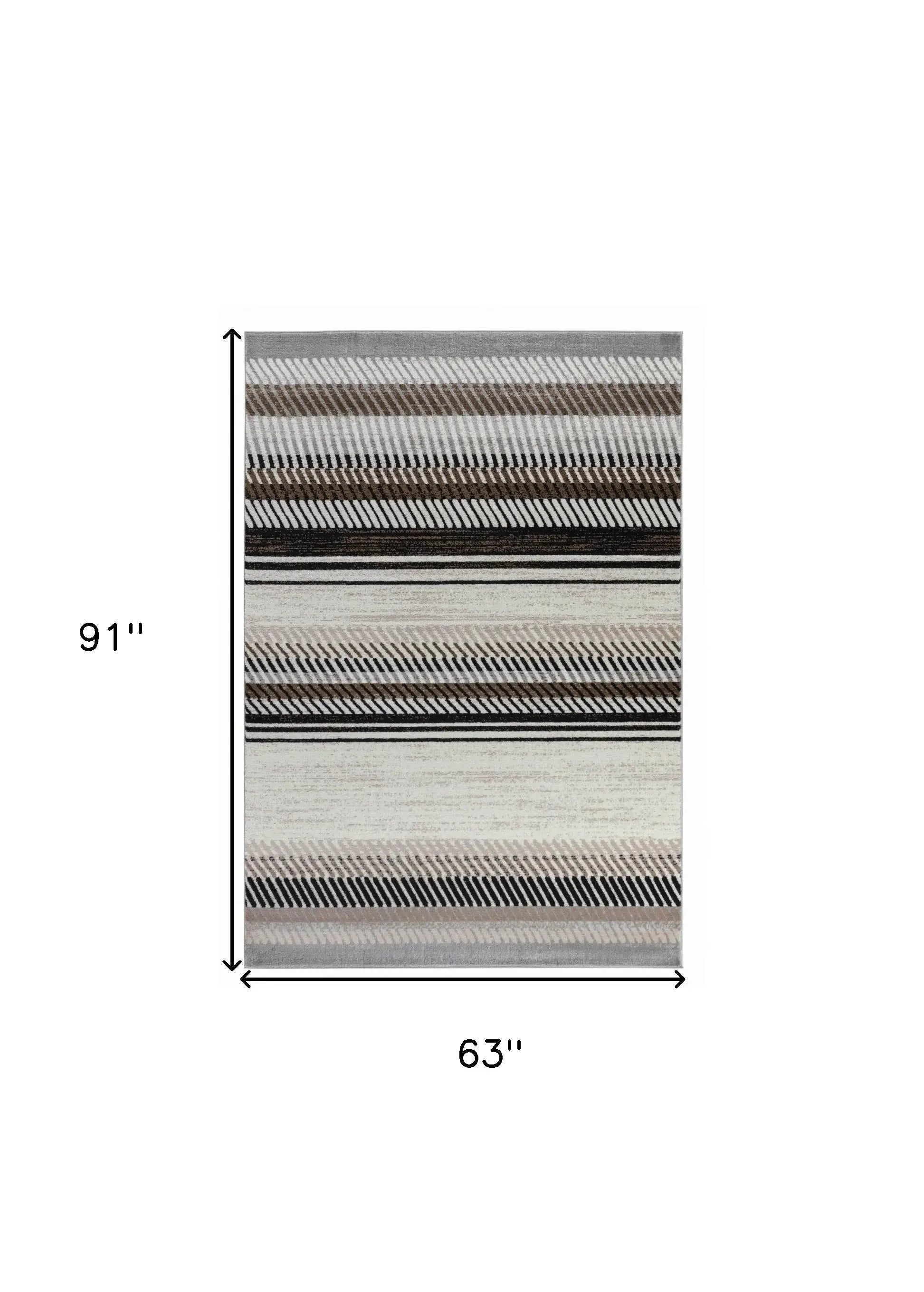 5' X 8' Beige Striped Area Rug - Homeroots - Flyclothing LLC
