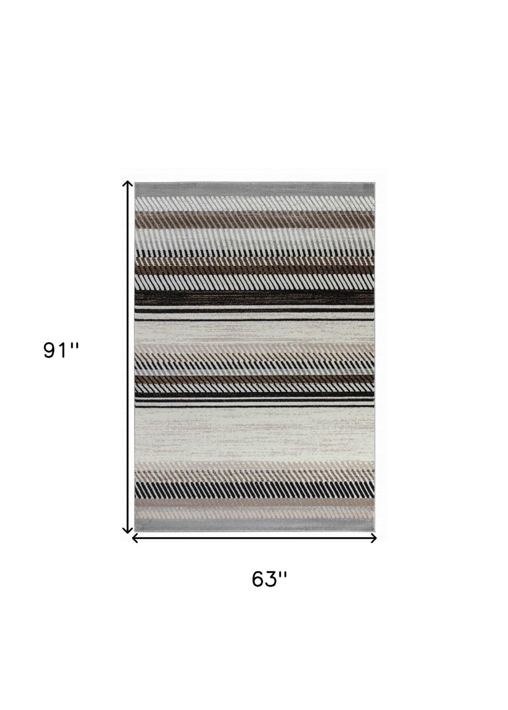 5' X 8' Beige Striped Area Rug - Homeroots - Flyclothing LLC