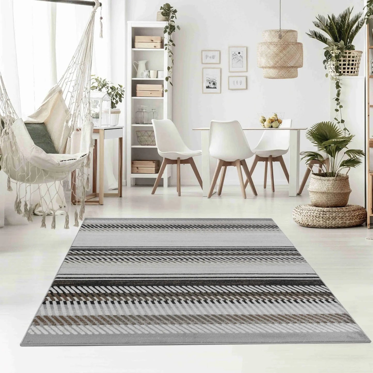 7' X 10' Beige Striped Area Rug - Homeroots - Flyclothing LLC