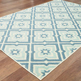10' X 13' Blue and Ivory Geometric Stain Resistant Indoor Outdoor Area Rug - Homeroots - Flyclothing LLC